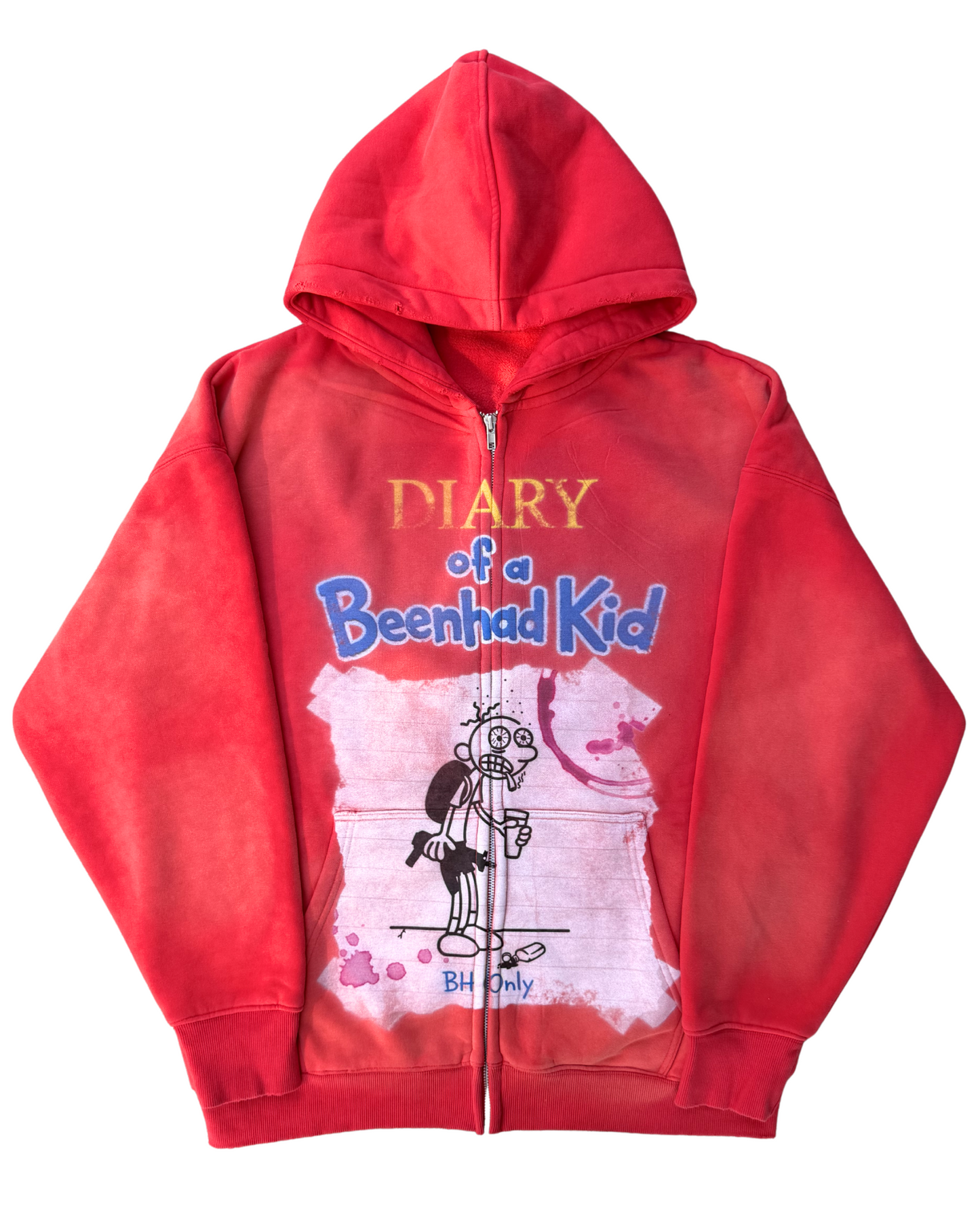 RED DIARY OF A BEENHAD KID ZIP-UP HOODIE