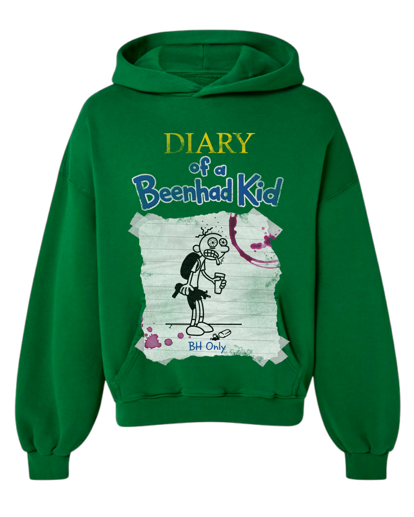 GREEN DIARY OF A BEENHAD KID PULLOVER HOODIE