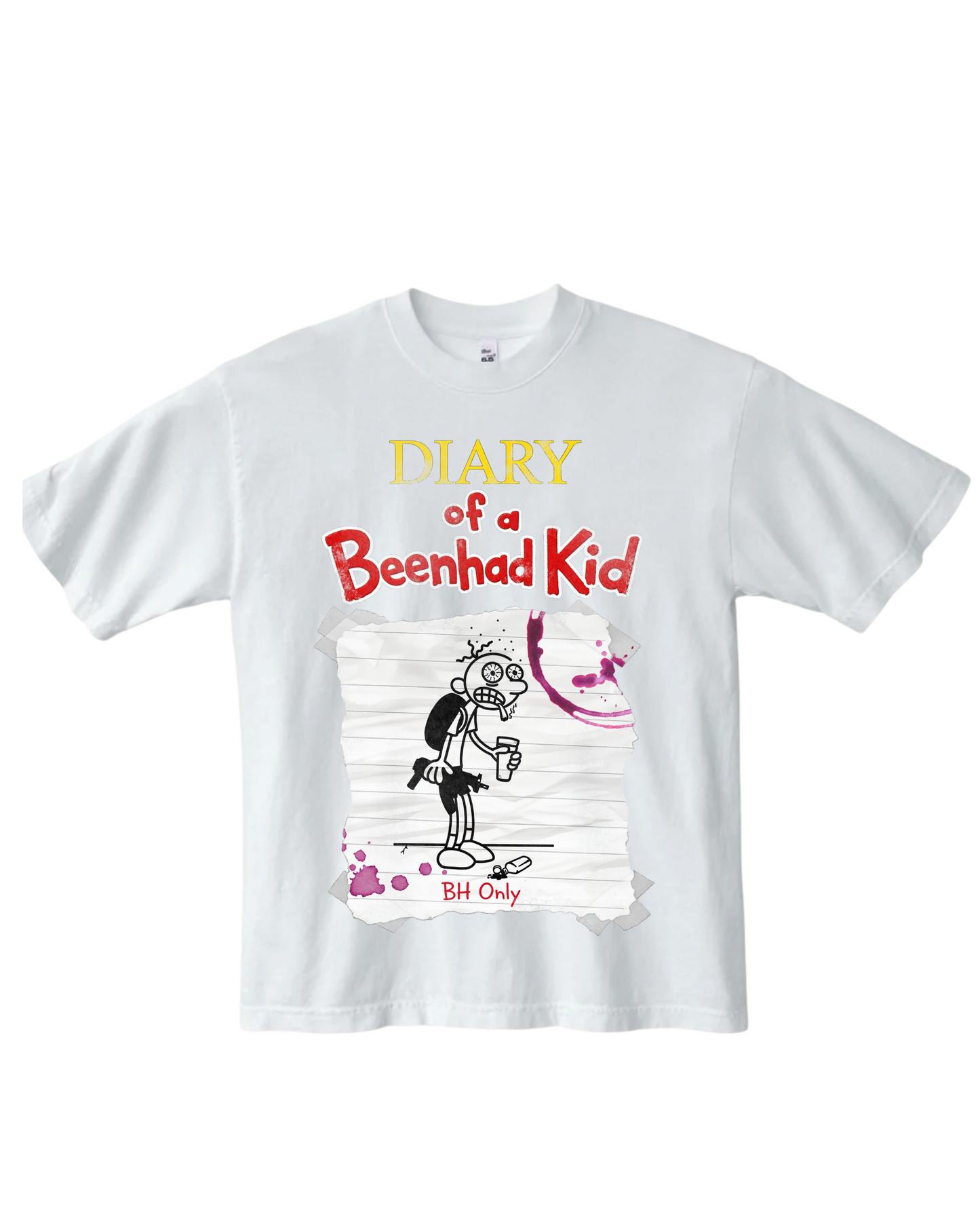 WHITE DIARY OF A BEENHAD KID T-SHIRT
