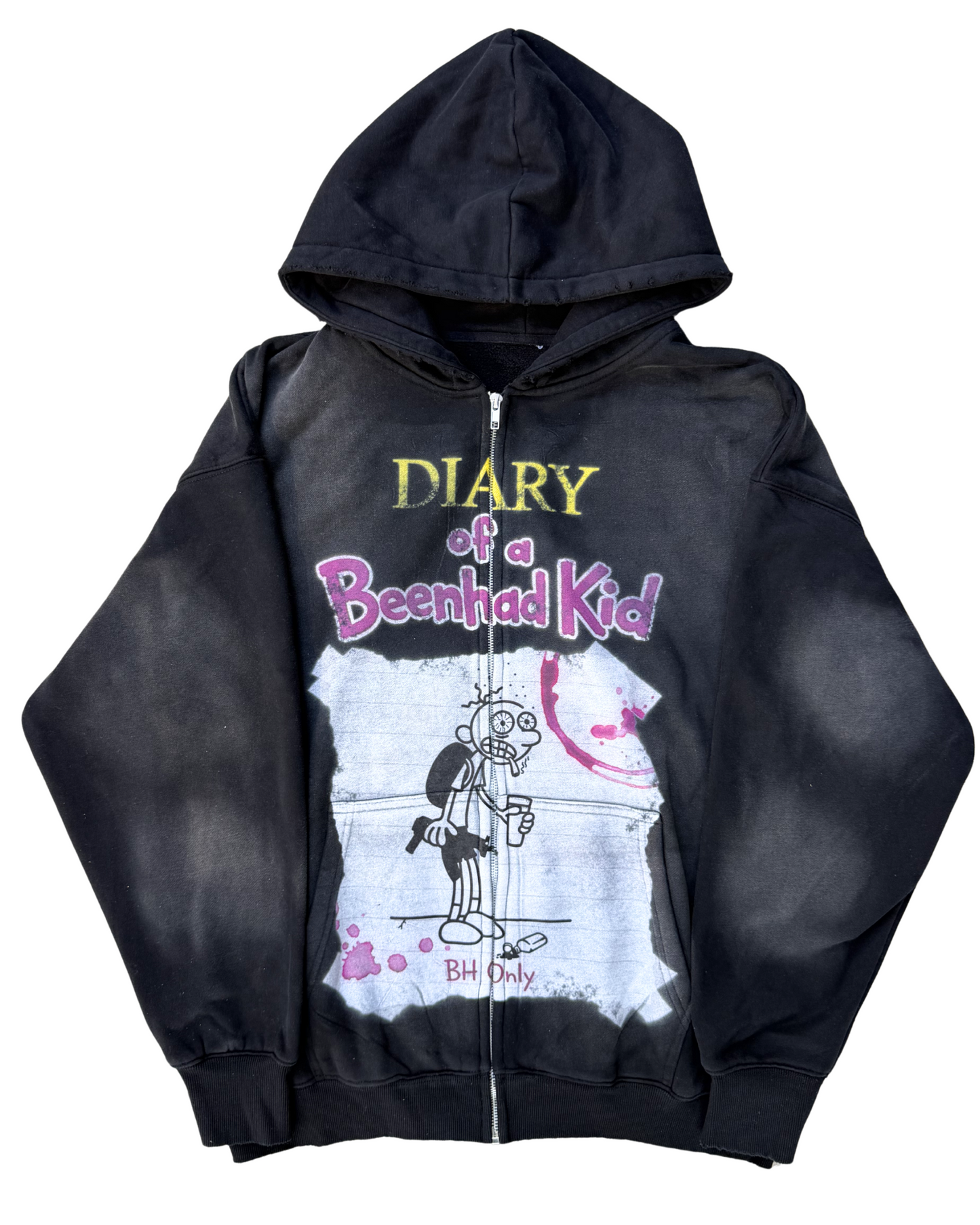 BLACK DIARY OF A BEENHAD KID ZIP-UP HOODIE