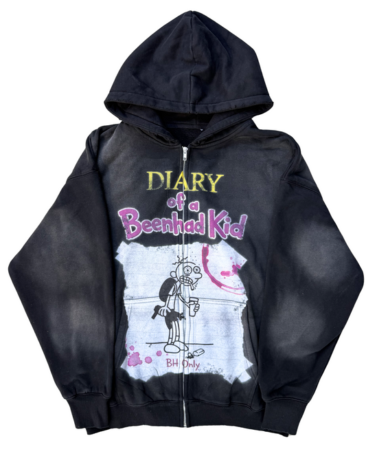 BLACK DIARY OF A BEENHAD KID ZIP-UP HOODIE