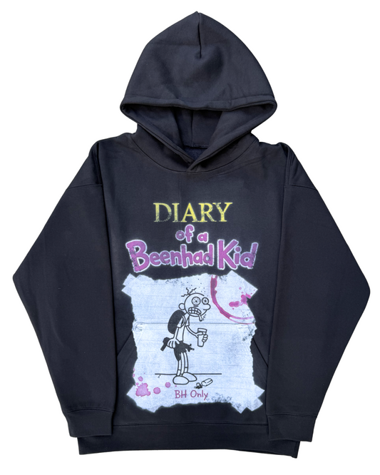 BLACK DIARY OF A BEENHAD KID PULLOVER HOODIE