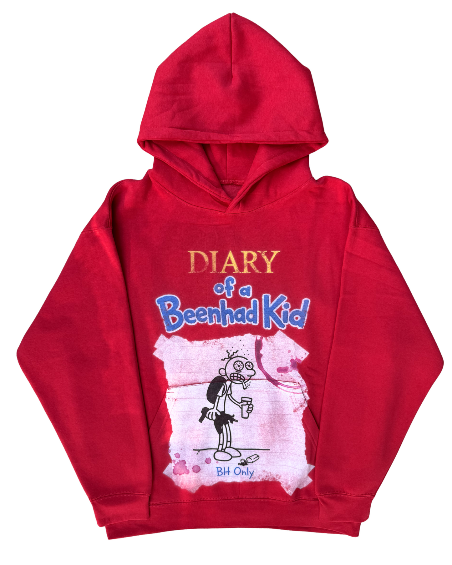 RED DIARY OF A BEENHAD KID PULLOVER HOODIE