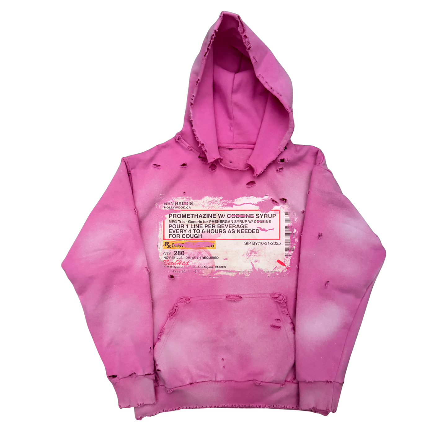 1 OF 1 PRESCRIPTION PINK SUN FADED HOODIE
